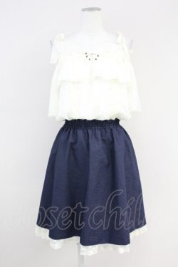 画像1: axes femme / ドビードットシフォンドッキングワンピース  ネイビーＸ白 T-25-05-16-036-AX-OP-SA-ZT