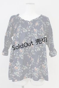 axes femme POETIQUE / ドロップショルダーフリルブラウス  ネイビー T-25-05-16-005-AX-BL-SA-ZI