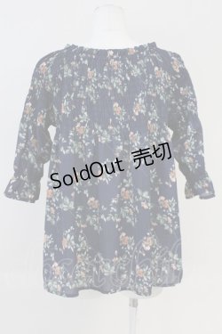 画像2: axes femme POETIQUE / ドロップショルダーフリルブラウス  ネイビー T-25-05-16-005-AX-BL-SA-ZI