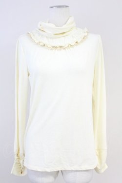 画像1: axes femme / パール付きハイネックカットソー  アイボリー T-25-05-16-008-AX-TO-SA-ZT