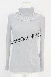 axes femme / パール配色テレコニットソー  グレー T-25-05-16-012-AX-TO-SA-ZI