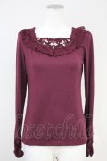 axes femme / 巻き薔薇カットソー  ボルドー T-25-05-16-014-AX-TO-SA-ZT