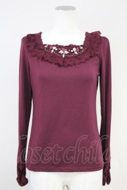 画像1: axes femme / 巻き薔薇カットソー  ボルドー T-25-05-16-014-AX-TO-SA-ZT