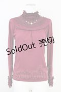 axes femme / ネックレス風ハイネックテレコカットソー  ボルドー T-25-05-16-015-AX-TO-SA-ZT