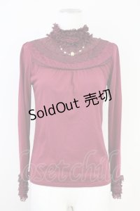 axes femme / ネックレス風ハイネックテレコカットソー  ボルドー T-25-05-16-015-AX-TO-SA-ZI