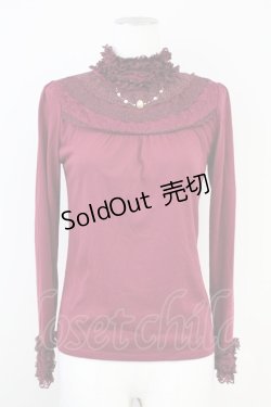 画像1: axes femme / ネックレス風ハイネックテレコカットソー  ボルドー T-25-05-16-015-AX-TO-SA-ZI