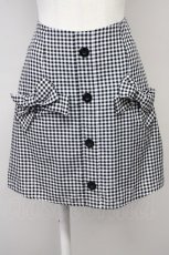 画像1: 【SALE】Ank Rouge / リボンポケットギンガムスカート M ブラック T-25-05-18-025-CA-SK-SA-ZT227 (1)
