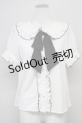 Ank Rouge / シフォンリボンパフブラウス M オフホワイト T-25-05-18-003-CA-BL-SA-ZT