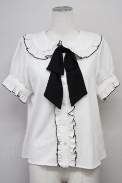 画像1: Ank Rouge / シフォンリボンパフブラウス M オフホワイト T-25-05-18-003-CA-BL-SA-ZT