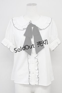 画像1: Ank Rouge / シフォンリボンパフブラウス M オフホワイト T-25-05-18-003-CA-BL-SA-ZT
