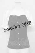Ank Rouge / フロントリボンバイカラーパフトップス M ブラック T-25-05-18-007-CA-TO-SA-ZT