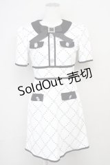 Ank Rouge / モノグラムドーリーワンピース M ホワイト T-25-05-18-012-CA-OP-SA-ZT