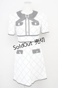画像1: Ank Rouge / モノグラムドーリーワンピース M ホワイト T-25-05-18-012-CA-OP-SA-ZT