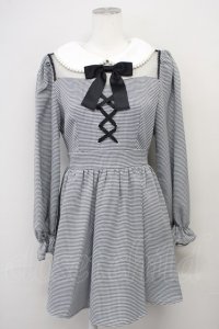 Ank Rouge / パール衿スピンドルワンピース M ブラックチドリ T-25-05-18-014-CA-OP-SA-ZT260