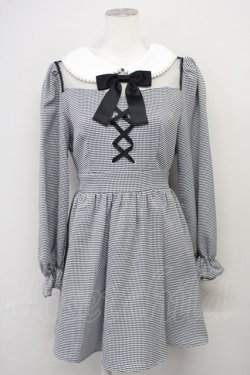 画像1: Ank Rouge / パール衿スピンドルワンピース M ブラックチドリ T-25-05-18-014-CA-OP-SA-ZT