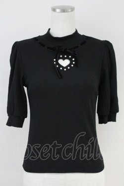 画像1: Ank Rouge / ハートあきテレコトップス M ブラック T-25-05-23-001-CA-TO-SA-ZT