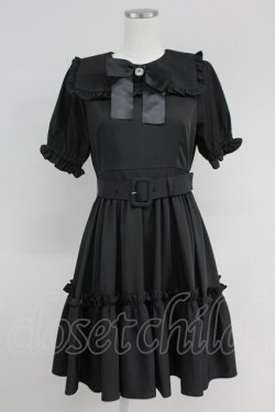画像1: Ank Rouge / フリルカラーバックルベルトワンピース M ブラック T-25-05-23-015-CA-OP-SA-ZT