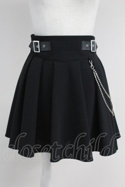 画像1: Ank Rouge / チェーン付きベルトフレアスカパン M ブラック T-25-05-23-020-CA-SK-SA-ZT