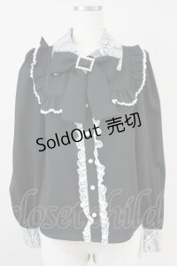 Ank Rouge / ヨークフリル配色ブラウス M ブラック T-25-05-23-005-CA-BL-SA-ZT