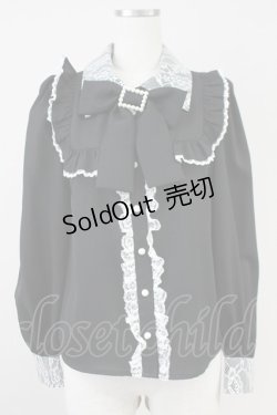 画像1: Ank Rouge / ヨークフリル配色ブラウス M ブラック T-25-05-23-005-CA-BL-SA-ZT