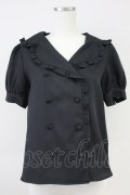 Ank Rouge / フリルセーラー半袖ブラウス M ブラック T-25-05-23-006-CA-BL-SA-ZT