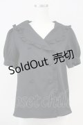 Ank Rouge / フリルセーラー半袖ブラウス M ブラック T-25-05-23-006-CA-BL-SA-ZT