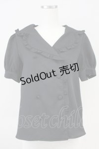 Ank Rouge / フリルセーラー半袖ブラウス M ブラック T-25-05-23-006-CA-BL-SA-ZT