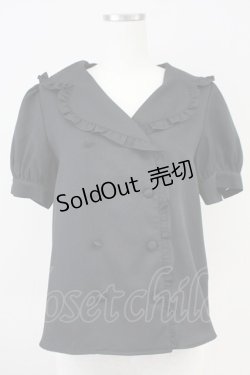 画像1: Ank Rouge / フリルセーラー半袖ブラウス M ブラック T-25-05-23-006-CA-BL-SA-ZT