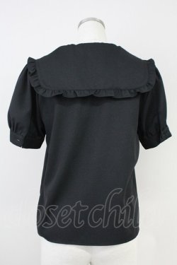 画像2: Ank Rouge / フリルセーラー半袖ブラウス M ブラック T-25-05-23-006-CA-BL-SA-ZT
