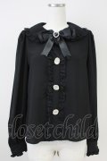 Ank Rouge / ラッセルレース&ビジューボタンブラウス M ブラック T-25-05-23-007-CA-BL-SA-ZT