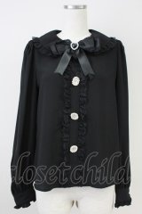 Ank Rouge / ラッセルレース&ビジューボタンブラウス M ブラック T-25-05-23-007-CA-BL-SA-ZT370