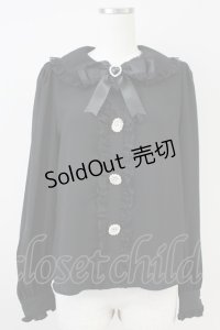 Ank Rouge / ラッセルレース&ビジューボタンブラウス M ブラック T-25-05-23-007-CA-BL-SA-ZT370