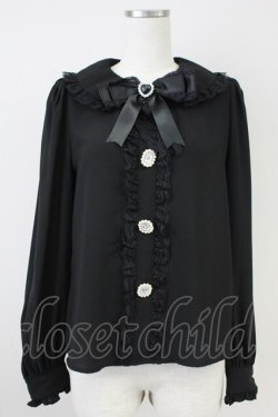画像1: Ank Rouge / ラッセルレース&ビジューボタンブラウス M ブラック T-25-05-23-007-CA-BL-SA-ZT