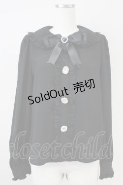 画像1: Ank Rouge / ラッセルレース&ビジューボタンブラウス M ブラック T-25-05-23-007-CA-BL-SA-ZT370