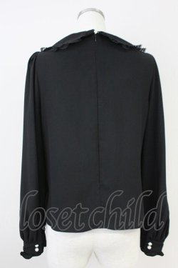 画像2: Ank Rouge / ラッセルレース&ビジューボタンブラウス M ブラック T-25-05-23-007-CA-BL-SA-ZT