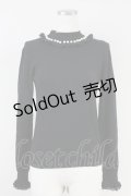 Ank Rouge / パールフリルニット M ブラック T-25-05-23-002-CA-TO-SA-ZT