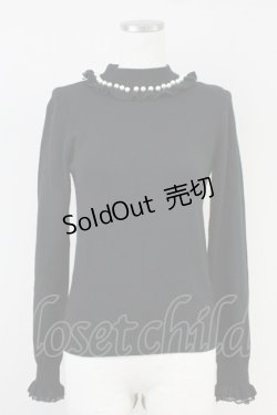 画像1: Ank Rouge / パールフリルニット M ブラック T-25-05-23-002-CA-TO-SA-ZT