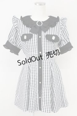 画像1: Ank Rouge / ギンガムチュニック M ブラック T-25-05-23-010-CA-OP-SA-ZT370