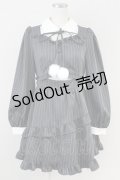 Ank Rouge / ななめフリルぽんぽんリボンワンピース M グレー T-25-05-23-011-CA-OP-SA-ZT