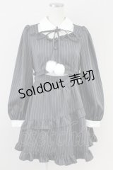 Ank Rouge / ななめフリルぽんぽんリボンワンピース M グレー T-25-05-23-011-CA-OP-SA-ZT