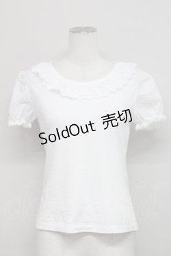 画像1: Jane Marple / レース襟&半袖切り替えカットソー  白 T-25-06-06-001-JM-TO-SA-ZT