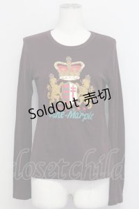 Jane Marple / クラウンエンブレムプリントカットソー  ボルドー T-25-06-06-019-JM-TO-SA-ZT