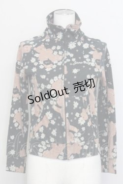 画像1: Jane Marple / くまマーガレットハイネックZIPトップス  黒ＸブラウンＸ白 T-25-06-06-021-JM-TO-SA-ZT435