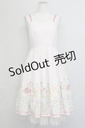 Emily Temple cute / 刺繍風お花プリントジャンパースカート  ピンク T-25-06-06-025-ET-OP-SA-ZT