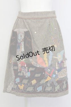 画像1: Jane Marple / ピノキオアップリケスカート M ブラウン T-25-06-06-026-JM-SK-SA-ZT435