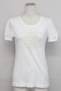 Jane Marple / ロゴプリント半袖カットソー  白Ｘブラウン T-25-06-06-004-JM-TO-SA-ZT