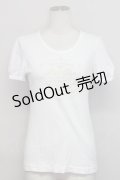Jane Marple / ロゴプリント半袖カットソー  白Ｘブラウン T-25-06-06-004-JM-TO-SA-ZT045