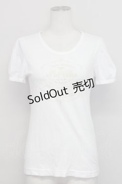 画像1: Jane Marple / ロゴプリント半袖カットソー  白Ｘブラウン T-25-06-06-004-JM-TO-SA-ZT045
