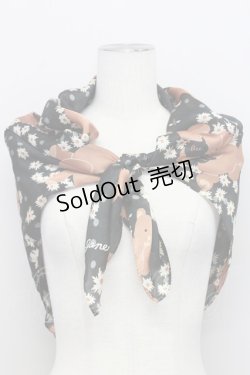 画像1: Jane Marple / くまマーガレットスカーフ  黒Ｘブラウン T-25-06-06-030-JM-ZA-SA-ZT437