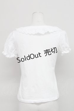 画像2: Jane Marple / レース襟&半袖切り替えカットソー  白 T-25-06-06-001-JM-TO-SA-ZT
